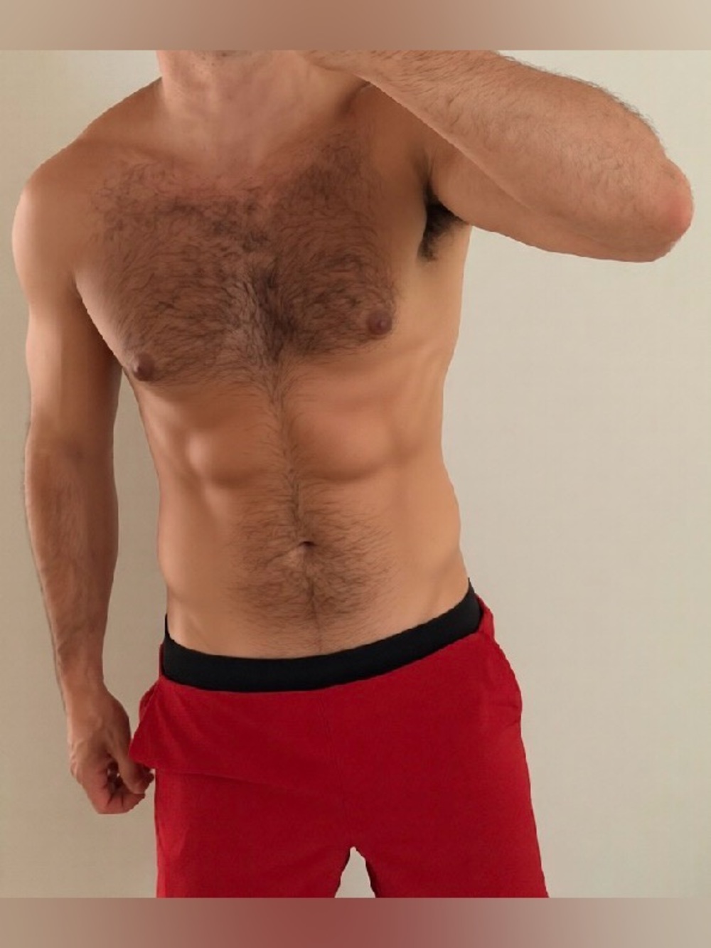 Bright Red Athletic Shorts with Black Elastic Waistband